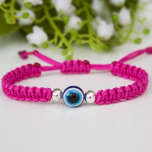 Bratara macramé impletita cu ochi de protectie - Roz roz inchis, , , ARTYNOS