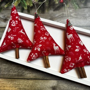 Ornament pom de Crăciun cu bețe de scorțișoară /set de 3/ - crăciun - decorațiuni de crăciun de casă - figurine pentru pomul de crăciun - Artynos.ro