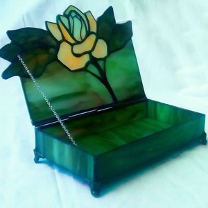 Art Nuovo galben trandafir tiffany cutie de bijuterii - bijuterii - suporturi și cutii de bijuterii - cutii de bijuterii - Artynos.ro