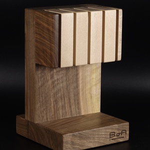 Suport cuțite magnetic Brutalist Walnut din nuc masiv, pentru 5 cuțite - casă & stil de viață - echipamente de bucătărie - accesorii de gătit - cuțite și suport de cuțite - Artynos.ro