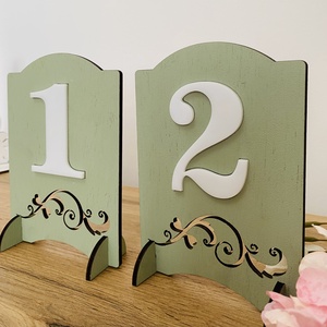 Set numere pentru masă 1-10 (lemn și acril), Accesorii nuntă, Materiale decor pentru nuntă, Decorațiuni pentru masa de nuntă , Prelucrarea lemnului, ARTYNOS