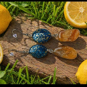 Cercei citrin - bijuterii - cercei - cercei lungi - Artynos.ro
