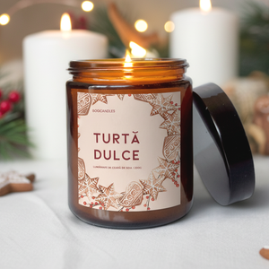 Lumanare cu TURTA DULCE - 200g 120g, Lumanare de Craciun cu ceara de soia, Craciun, Decoratiuni de Craciun de casa, Lumanari parfumate de Craciun, , ARTYNOS