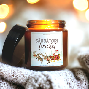 Lumanare Sarbatori fericite - 120g 200g Lumanare de Craciun, Craciun, Decoratiuni de Craciun de casa, Lumanari parfumate de Craciun, , ARTYNOS