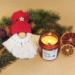 Moș Crăciun macrame cu lumânare, Cadou pentru iubită, colegă, părinți, cutie cadou - crăciun - decorațiuni de crăciun de casă - lumânări parfumate de crăciun - Artynos.ro