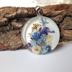 Colier unicat handmade Pandantiv din rasina flori naturale Pandantiv terarium cadou dama femei martie martisor dragobete - bijuterii - coliere - pandativ - Artynos.ro