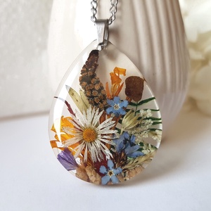 Pandantiv rasina Colier handmade Pandantiv lacrima buchet flori naturale Pandantiv terarium cadou mama pandantiv ocazie - Artynos.ro