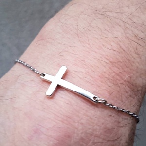 Bratara cu cruce argintata bijuterie religioasa cadou religios, Bijuterii, Bratari, Bratara charm, , ARTYNOS