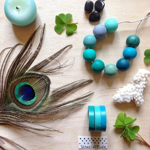 Colier modern colier margele verzi bijuterie contemporana colier minimalist colier verde colier minimal geometric - bijuterii - coliere - coliere statement - Artynos.ro