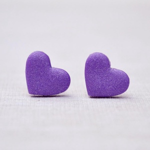 Cercei din fimo in forma de inima cercei tija violeti cercei casual minimali argila polimerica cercei cadou domnisoare, Bijuterii, Cercei, Clipsuri, Confecționarea bijuteriilor, Lucrare cu argilă, ARTYNOS