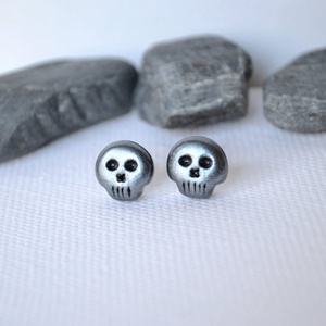 Cercei barbati cercei craniu negri argintiu cercei unisex cercei tija cadou iubit fiu cercei surub masculini Halloween - bijuterii - cercei - cercei și ornamente pentru urechi - Artynos.ro