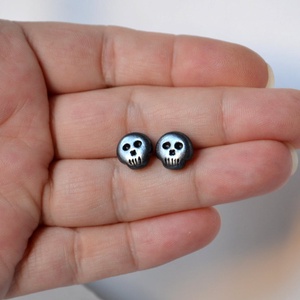 Cercei barbati cercei craniu negri argintiu cercei unisex cercei tija cadou iubit fiu cercei surub masculini Halloween - bijuterii - cercei - cercei și ornamente pentru urechi - Artynos.ro