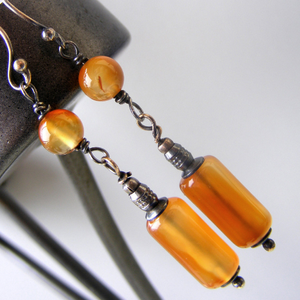 Cercei pietre pretioase agate rosii si argint 925 antichizat cercei atarnatori cercei artizanali etnici cercei vintage - bijuterii - cercei - cercei drop - Artynos.ro