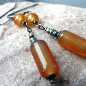 Cercei pietre pretioase agate rosii si argint 925 antichizat cercei atarnatori cercei artizanali etnici cercei vintage - bijuterii - cercei - cercei drop - Artynos.ro