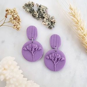 Cercei violet din argila polimerica, cercei atarnatori , Bijuterii, Cercei, Cercei drop, Confectionarea bijuteriilor, ARTYNOS