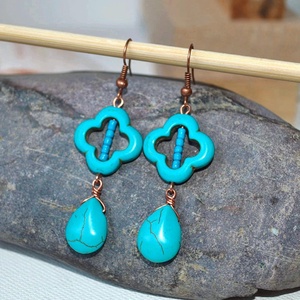 Cercei turcoaz lacrima Cercei cu pietre turcoaz handmade cercei drop cercei cu semipretioase albastre cadou colega birou - Artynos.ro