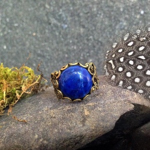 Inel piatra lapis lazuli Inel reglabil cu filigran inel ajustabil inel piatra pretioasa vintage cadou fiica bijuterie , Bijuterii, Inele, Inele de piatră, , ARTYNOS