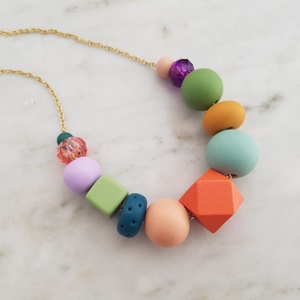 Colier geometric modern Colier margele colorate colier statement colier casual bijuterie geometrica cadou profesoara - bijuterii - coliere - coliere statement - Artynos.ro