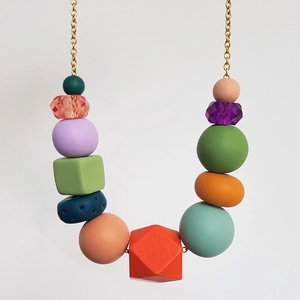 Colier geometric modern Colier margele colorate colier statement colier casual bijuterie geometrica cadou profesoara, Bijuterii, Coliere, Coliere statement, Confecționarea bijuteriilor, ARTYNOS