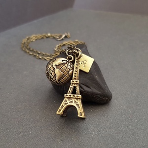 Lantisor cu initiala pandantiv personalizat pandantiv turnul Eiffel Paris pandantiv cu charm cadou iubitor calatorii, Bijuterii, Coliere, Coliere cu nume, Confecționarea bijuteriilor, ARTYNOS