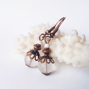 Cercei vintage cupru artizanali cercei mireasa frozen cercei agatatori cercei atarnatori transparenta cercei handmade, Bijuterii, Cercei, Cercei drop, Confecționarea bijuteriilor, ARTYNOS