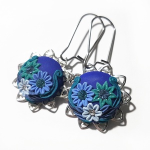 Cercei handmade albastri cercei albastri cercei usori arginti cercei broderie cu flori cadou ziua femeii martie martisor - Artynos.ro