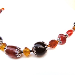 Colier cu agate si onix Colier pietre semipretioase rosii colier margele cadou sotie iubita martisor martie ziua femeii - bijuterii - coliere - coliere cu mărgele - Artynos.ro