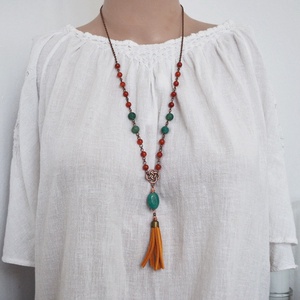 Colier lung in Y cu margele semipretioase colier cu agate amazonit pietre naturale bijuterie fashion artizanala vintage - bijuterii - coliere - colier y - Artynos.ro