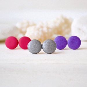 Set Cercei cu tija din fimo cercei pentru lobul urechii rotunzi cercei surub cercei minimali casual birou cadou colega - bijuterii - cercei - cercei cu buline - Artynos.ro