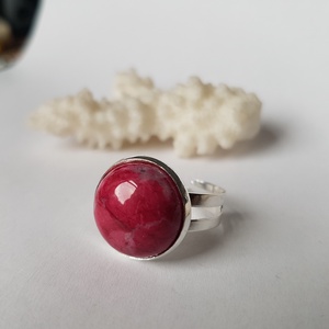 Inel reglabil cu filigran si piatra roz magenta fucsia, inel ajustabil, cadou pentru fiica, bijuterie cadou iubita, Bijuterii, Inele, Inele de piatra, Confectionarea bijuteriilor, ARTYNOS