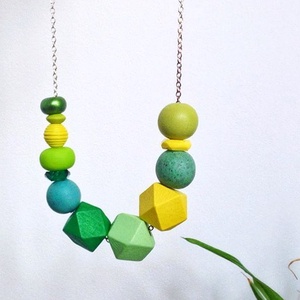 Colier modern colier margele verde galben bijuterie contemporana colier minimalist colier verde colier minimal geometric - bijuterii - coliere - coliere statement - Artynos.ro