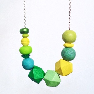 Colier modern colier margele verde galben bijuterie contemporana colier minimalist colier verde colier minimal geometric - Artynos.ro