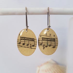 Cercei note muzicale, cercei partitura vintage, cadou iubitoare muzica, bijuterii muzica, cercei pianista cercei ovali, Bijuterii, Cercei, Cercei drop, Confectionarea bijuteriilor, ARTYNOS