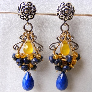 Cercei argint 925 cercei candelabru cercei pietre semipretioase cercei lapis lazuli cercei citrin cercei  lungi , Bijuterii, Cercei, Cercei candelabru, Confectionarea bijuteriilor, ARTYNOS