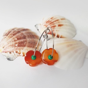 Cercei moderni flori cercei hoops pietre semipretioase agate malachit cercei artizanali cadou iubita sotie secret santa - bijuterii - cercei - cercei hoops - Artynos.ro