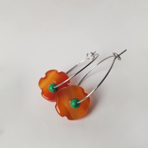 Cercei moderni flori cercei hoops pietre semipretioase agate malachit cercei artizanali cadou iubita sotie secret santa - bijuterii - cercei - cercei hoops - Artynos.ro