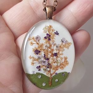 Colier handmade Pandantiv din rasina cu flori naturale copac cu flori colier copacul vietii cadou pentru femei iubita  - bijuterii - coliere - pandative - Artynos.ro