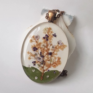 Colier handmade Pandantiv din rasina cu flori naturale copac cu flori colier copacul vietii cadou pentru femei iubita  - bijuterii - coliere - pandative - Artynos.ro