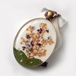 Colier handmade Pandantiv din rasina cu flori naturale copac cu flori colier copacul vietii cadou pentru femei iubita  - Artynos.ro