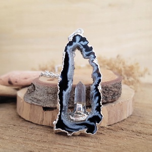 Pandantiv unicat barbati Pandantiv agata Pandantiv cristal stanca colier pietre semipretioase Cadou Craciun secret santa - Artynos.ro