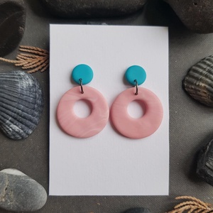 Cercei moderni fimo Cercei rotunzi cercei hoops cercei turcoaz roz cercei atarnatori  geometrici bijuterie moderna cadou - bijuterii - cercei - cercei hoops - Artynos.ro