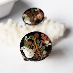 Inel unicat cu flori inel reglabil inel otel inoxidabil inel plante naturale cadou eco friendly padure natura colega - Artynos.ro