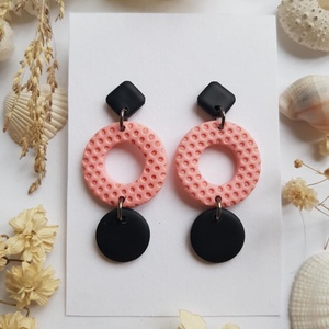 Cercei moderni fimo Cercei rotunzi cercei hoops cercei turcoaz roz cercei atarnatori  geometrici bijuterie moderna cadou - bijuterii - cercei - cercei hoops - Artynos.ro