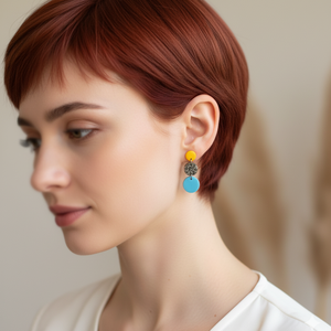 Cercei moderni fimo Cercei rotunzi cercei hoops cercei albi roz cercei atarnatori geometrici bijuterie moderna cadou - bijuterii - cercei - cercei hoops - Artynos.ro