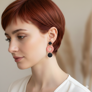 Cercei moderni fimo Cercei rotunzi cercei hoops cercei turcoaz roz cercei atarnatori  geometrici bijuterie moderna cadou - bijuterii - cercei - cercei hoops - Artynos.ro