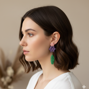 Cercei moderni frunza Cercei rotunzi cercei lungi cercei verzi cercei atarnatori geometrici bijuterie moderna cadou - bijuterii - cercei - cercei lungi - Artynos.ro