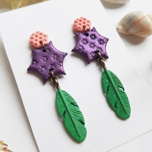 Cercei moderni frunza Cercei rotunzi cercei lungi cercei verzi cercei atarnatori geometrici bijuterie moderna cadou - bijuterii - cercei - cercei lungi - Artynos.ro