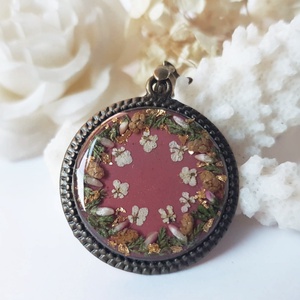 Colier coronita Craciun Pandantiv vintage rasina flori naturale buchet de flori colier floare verde cadou dama craciun, Bijuterii, Coliere, Pandative, Aranjament de flori, Confectionarea bijuteriilor, ARTYNOS