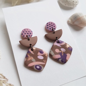 Cercei moderni cercei moderni roz maro, cercei toamna cercei atarnatori cu tija, bijuterie contemporana cadou Craciun, Bijuterii, Cercei, Cercei cu figurine, Confectionarea bijuteriilor, ARTYNOS