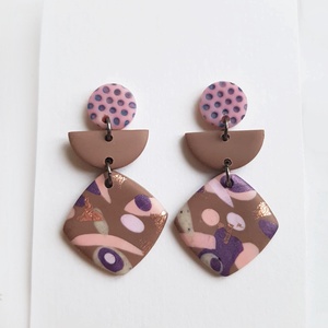 Cercei moderni cercei moderni roz maro, cercei toamna cercei atarnatori cu tija, bijuterie contemporana cadou Craciun - bijuterii - cercei - cercei cu figurine - Artynos.ro